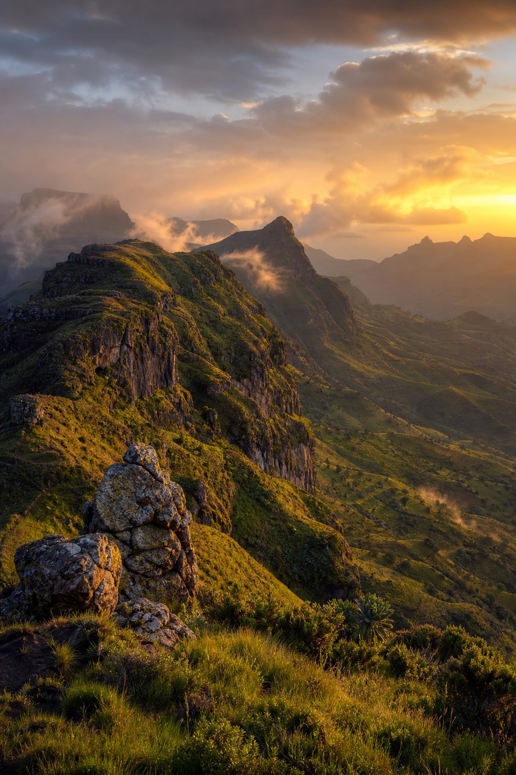 Preview for Warm Sunset Volcanic Highlands Background