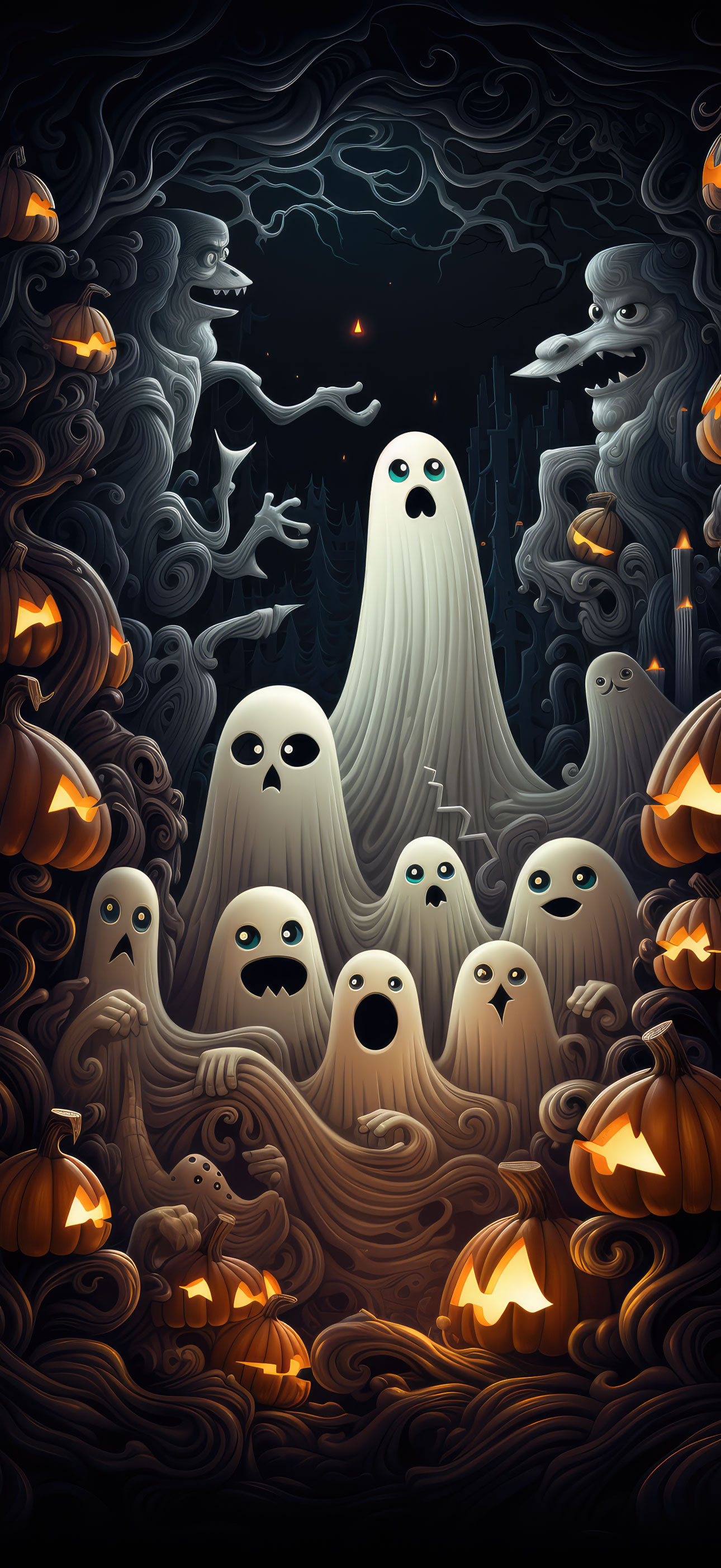 Preview for Halloween-ghosts-pumpkins-halloween-phone-background-0d672