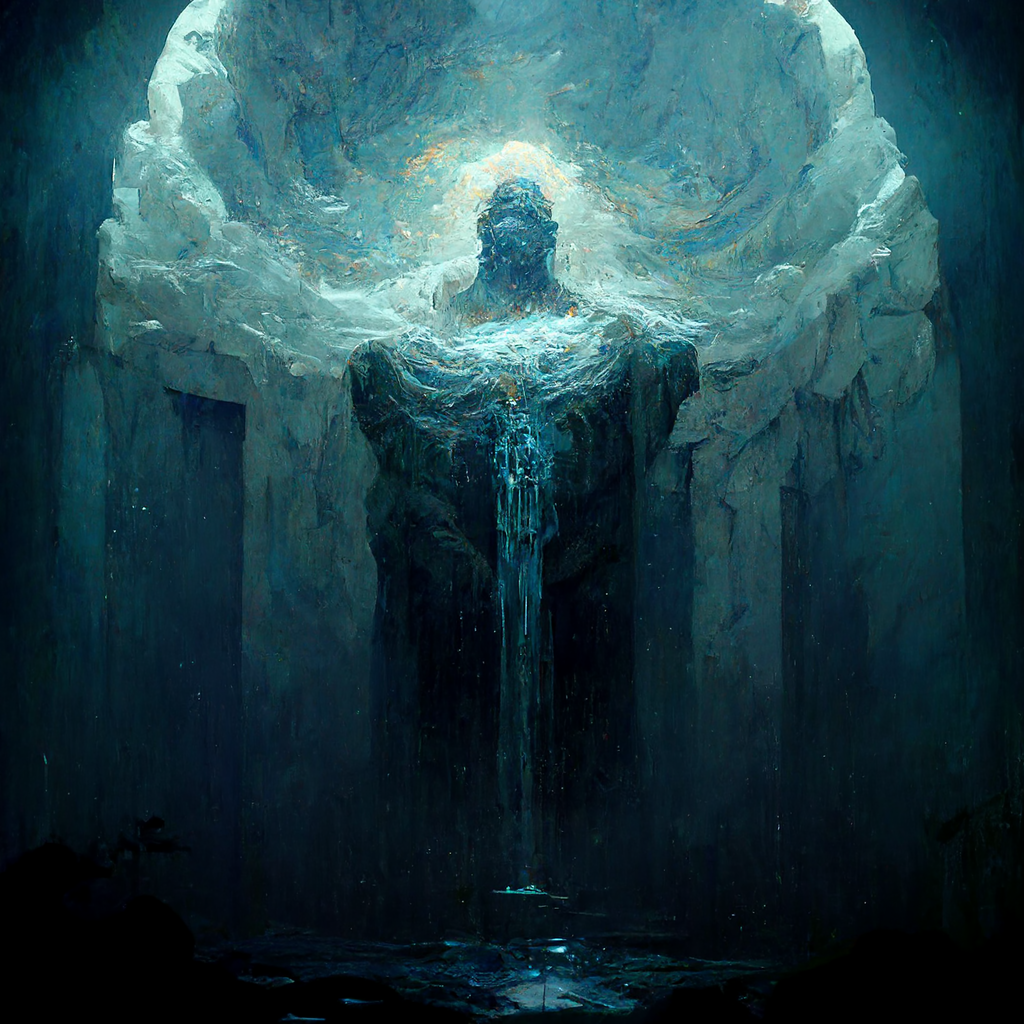 Preview for Surreal-cloud-figure-dark-temple-ai-images-background-ce779