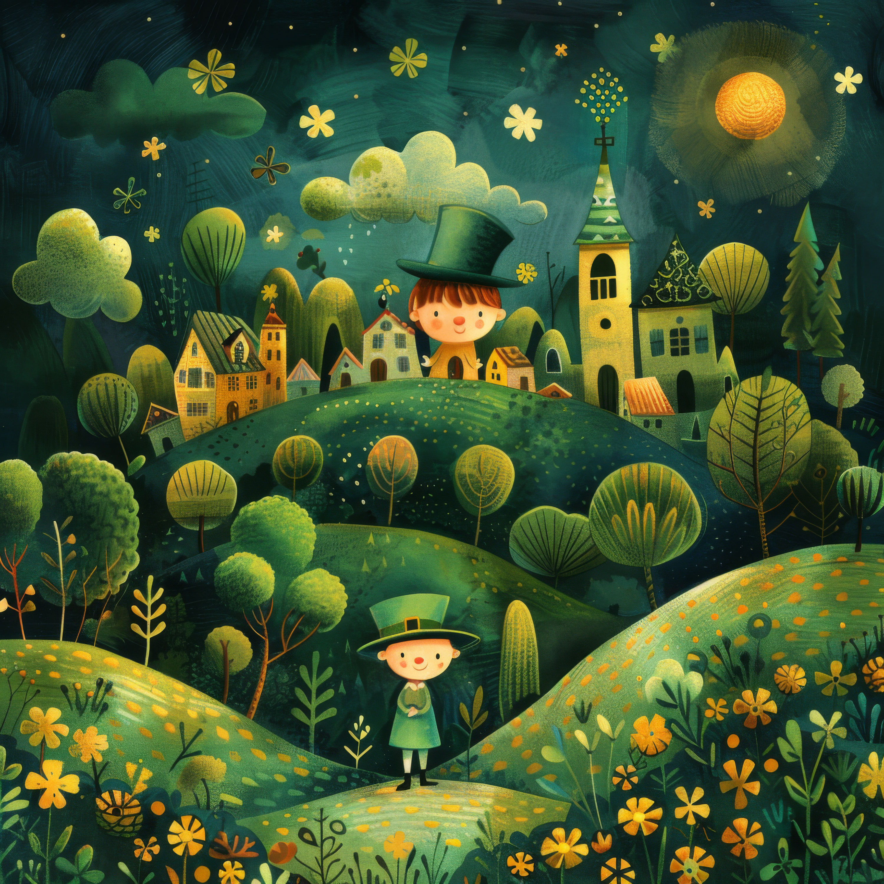 Preview for Whimsical-village-scene-illustration-st-patricks-background-53978
