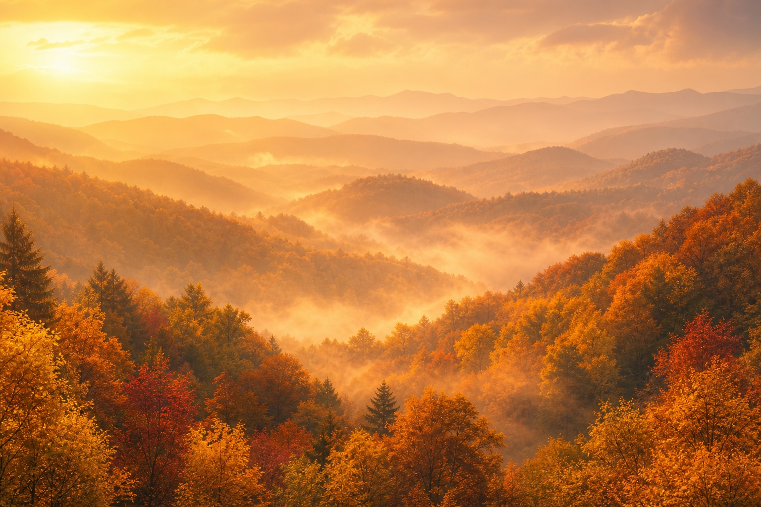 Preview for Autumn Valley Haze Stock Background
