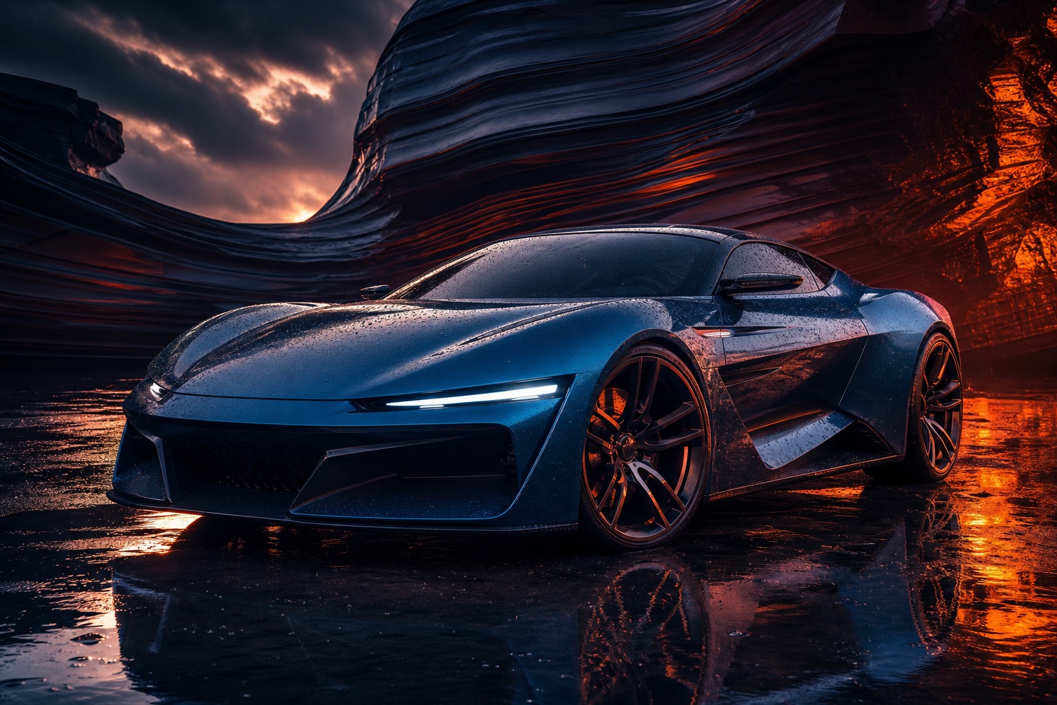 Preview for Cinematic Performance Car Rain Glow Background