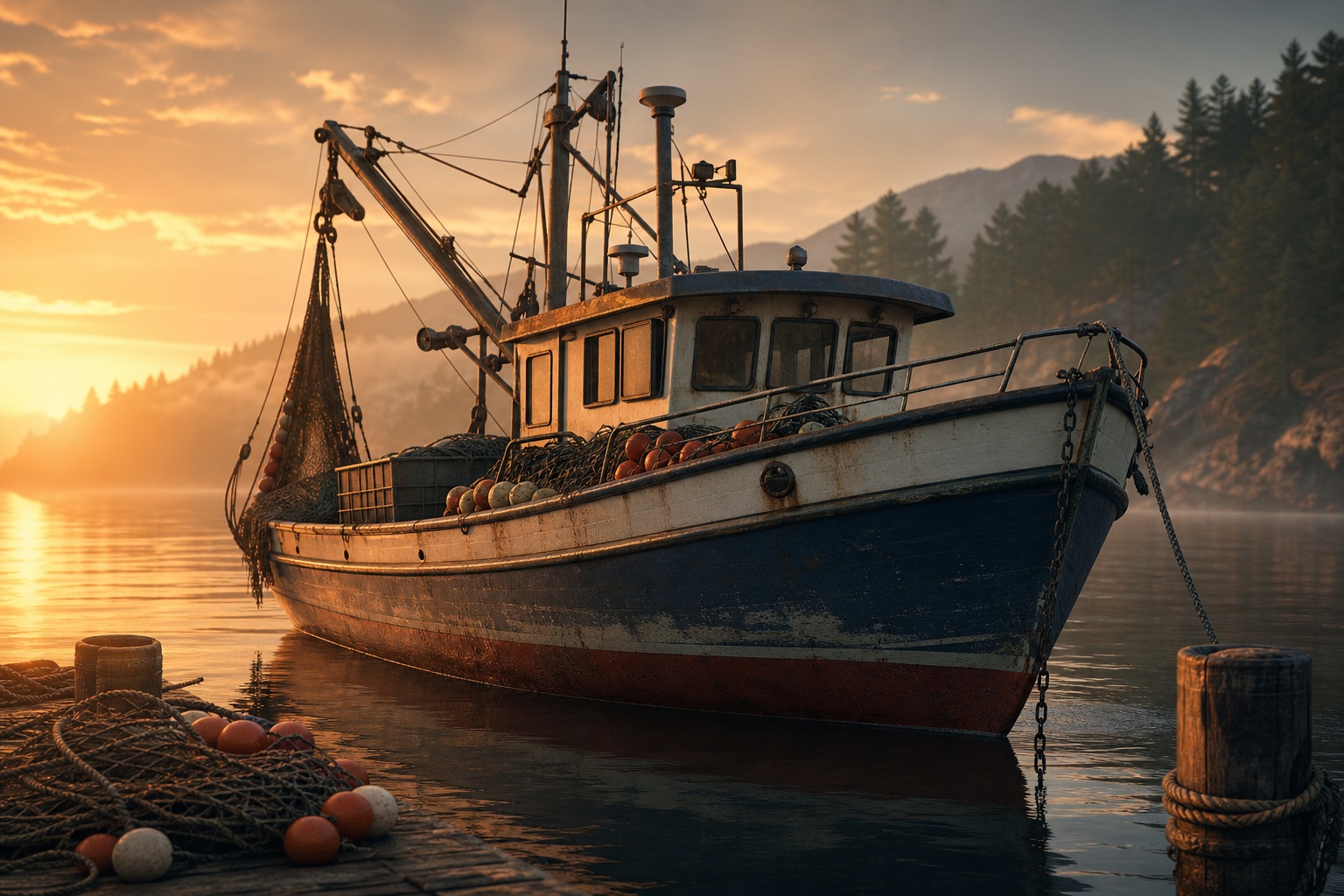 Preview for Fishing Vessel Dawn Background