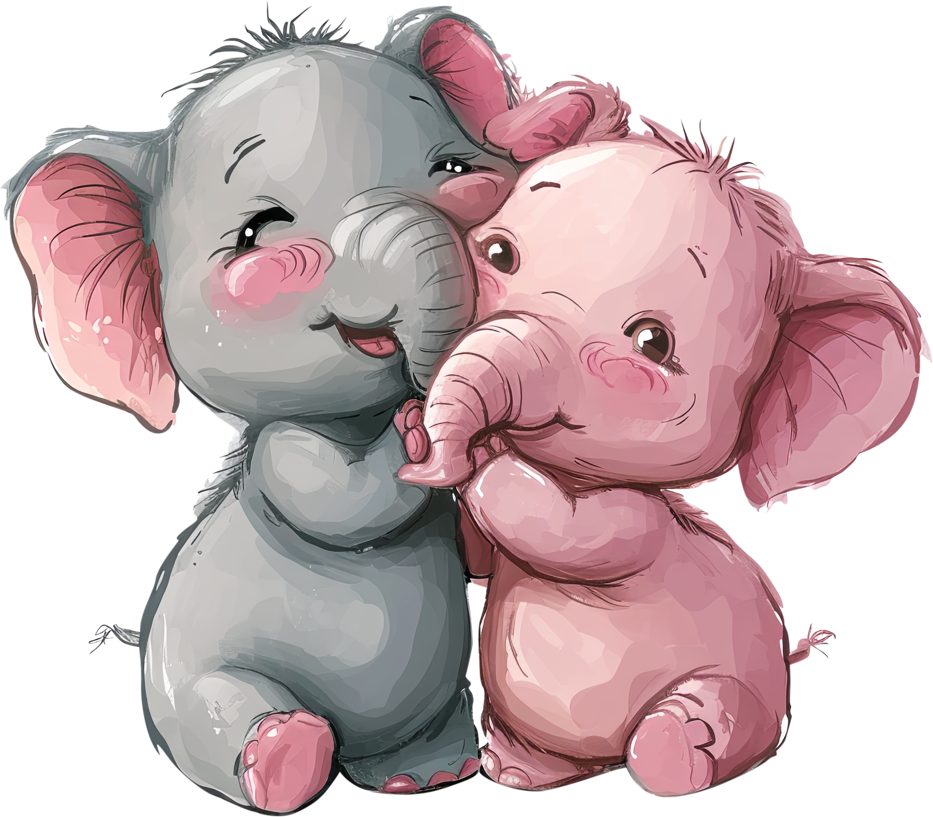 Preview for Cartoon-elephants-hugging-love-characters-sticker-115f7