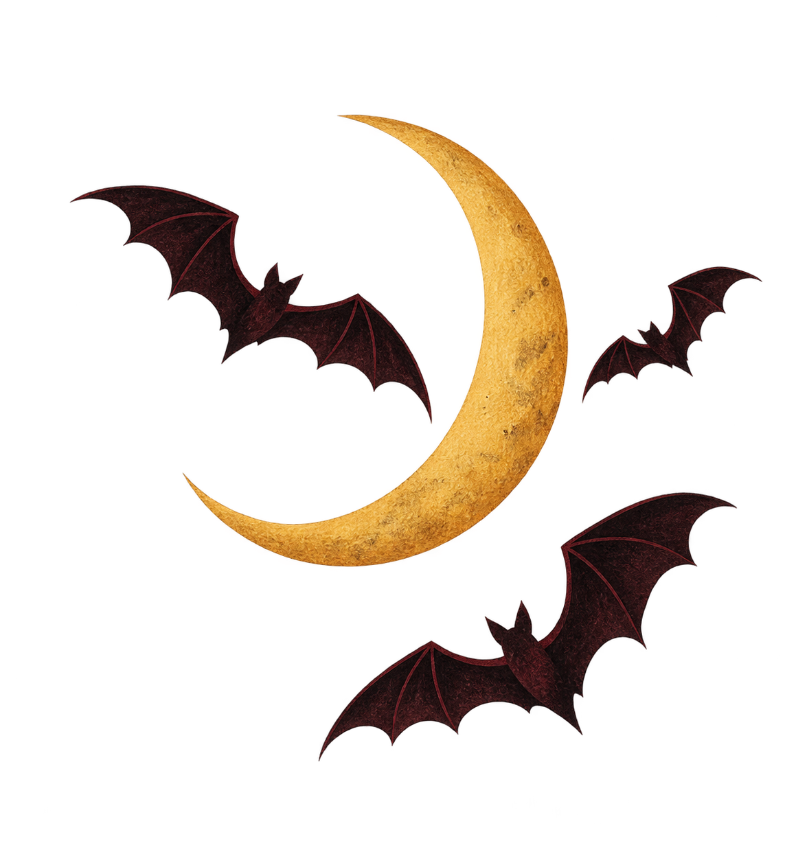 Preview for Saffron Crescent Moon With Burgundy Bats