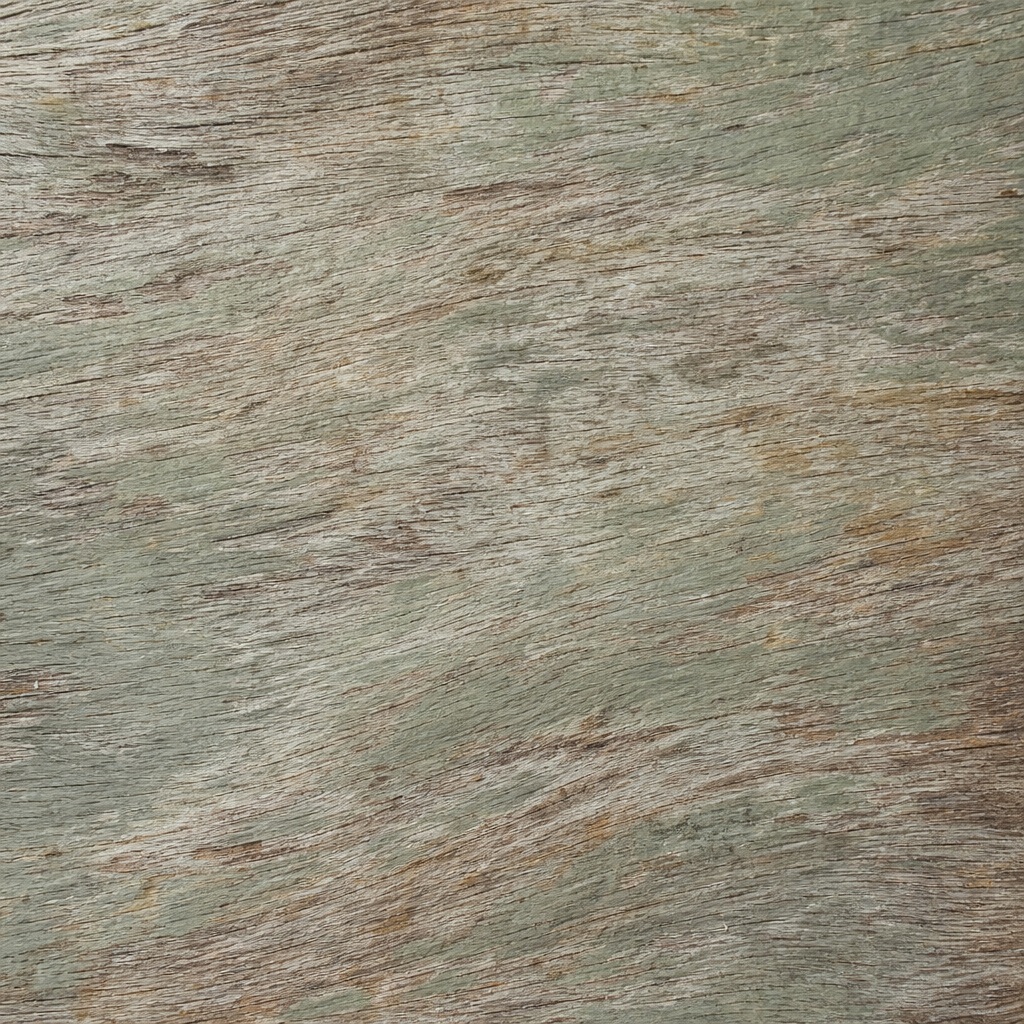 Weathered reclaimed wood planks with a soft sage wash and faint paint traces