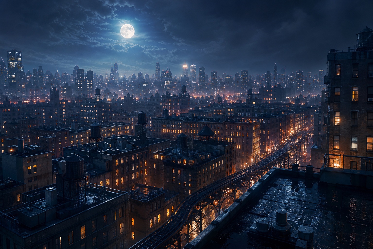 Preview for Rooftop Moon City Background
