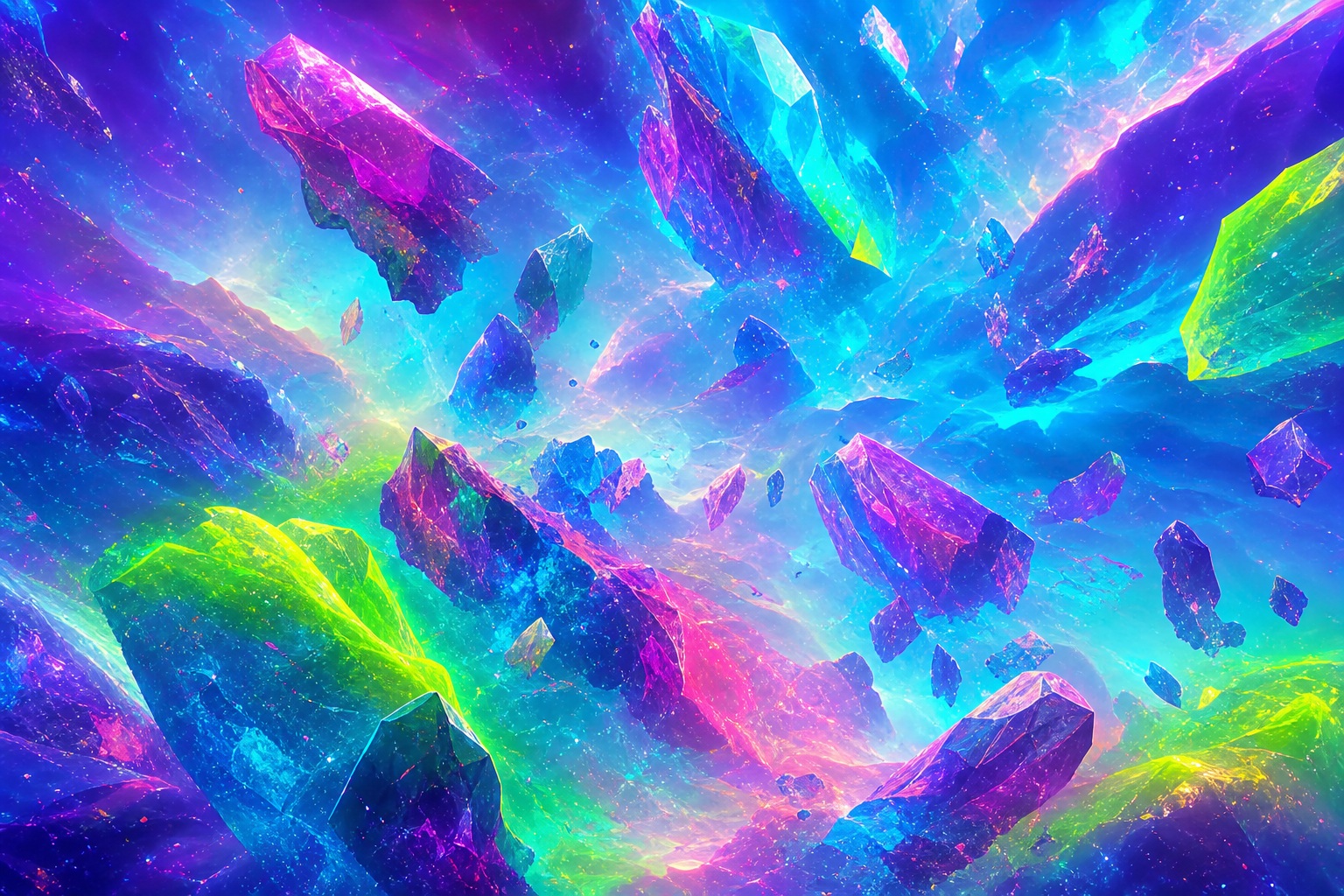 Preview for Electric Neon Floating Prism Halos Background