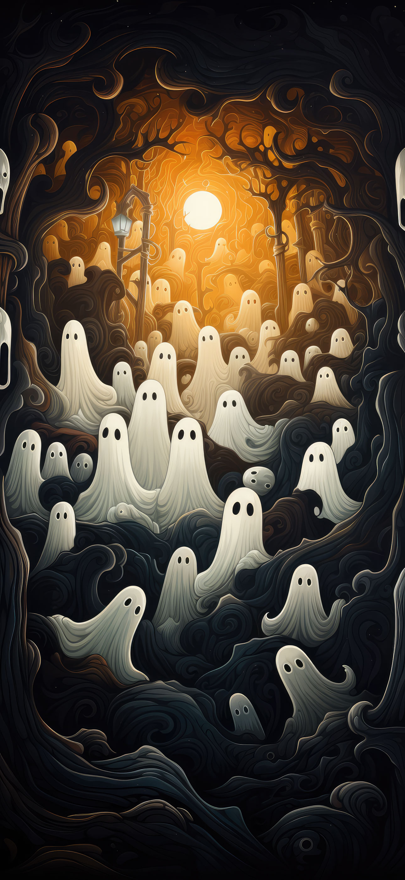 Preview for Halloween-ghost-gathering-illustration-halloween-phone-backgroun-13798