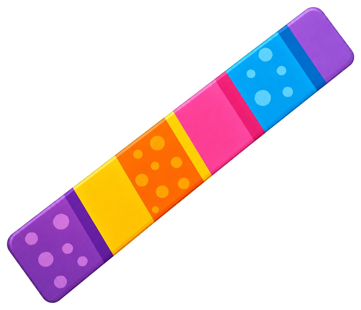 Colorful ruler graphic with purple, yellow, pink, orange, and blue sections