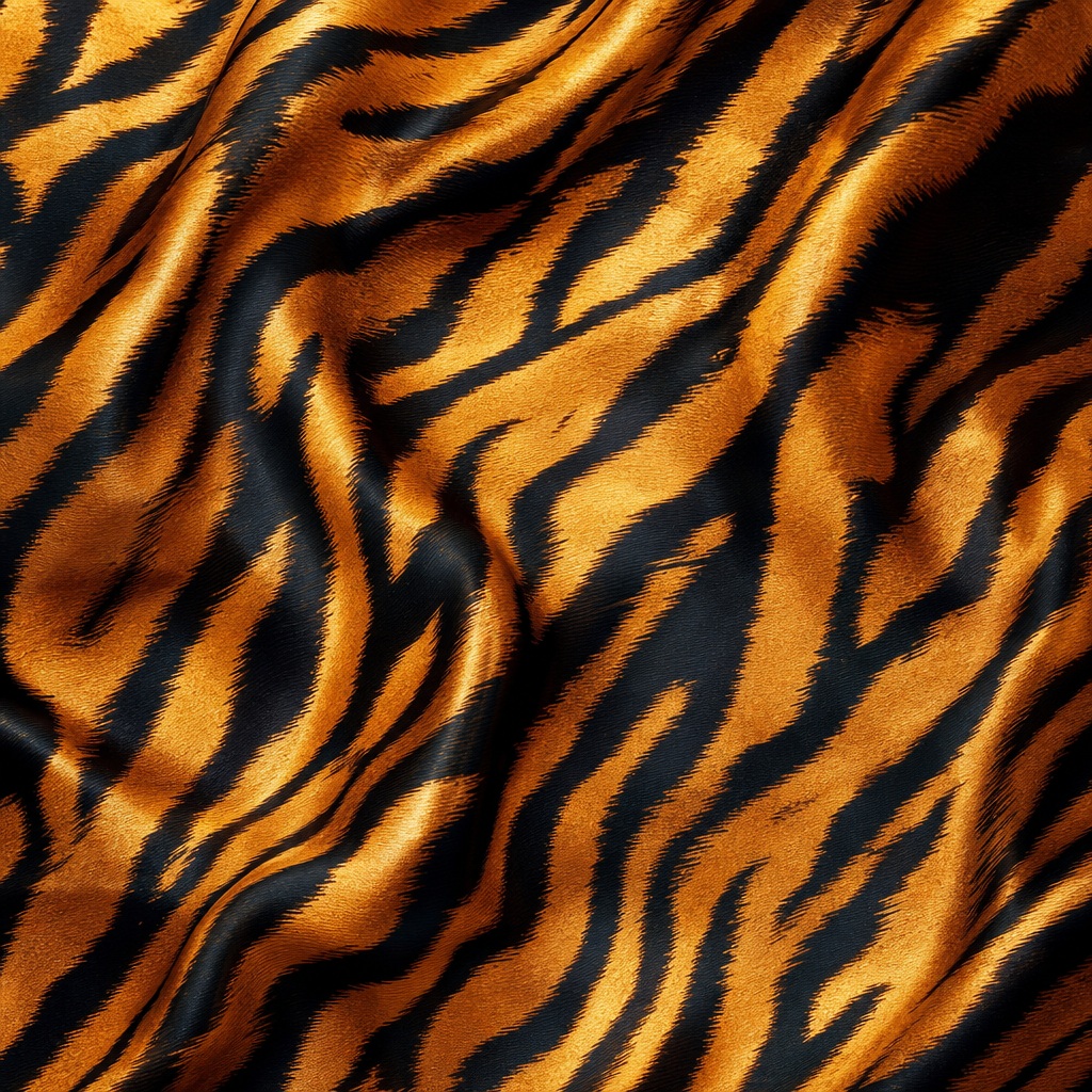 Orange and black tiger stripe animal print with a silky, luxe texture