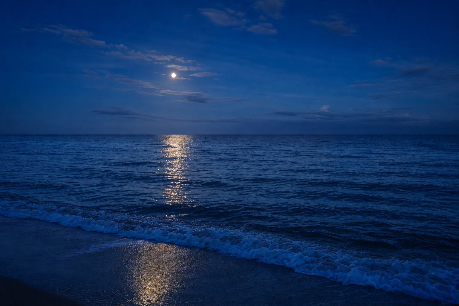 Preview for Blue Hour Moonrise Ocean Background