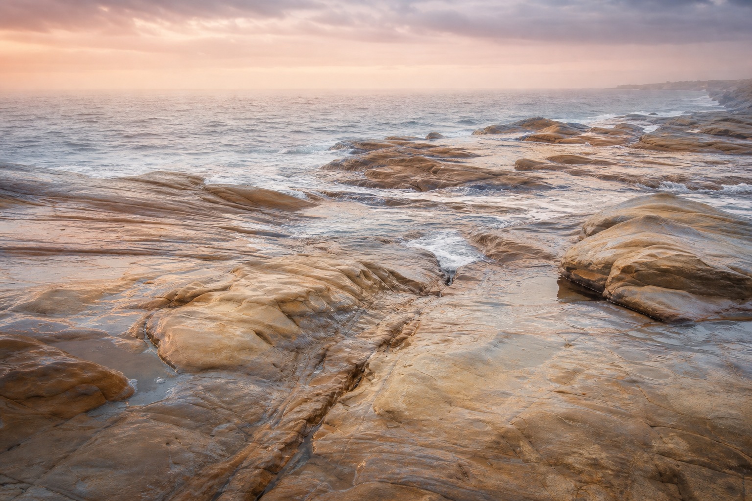 Preview for Dawn Peach Coastal Cliffs Background