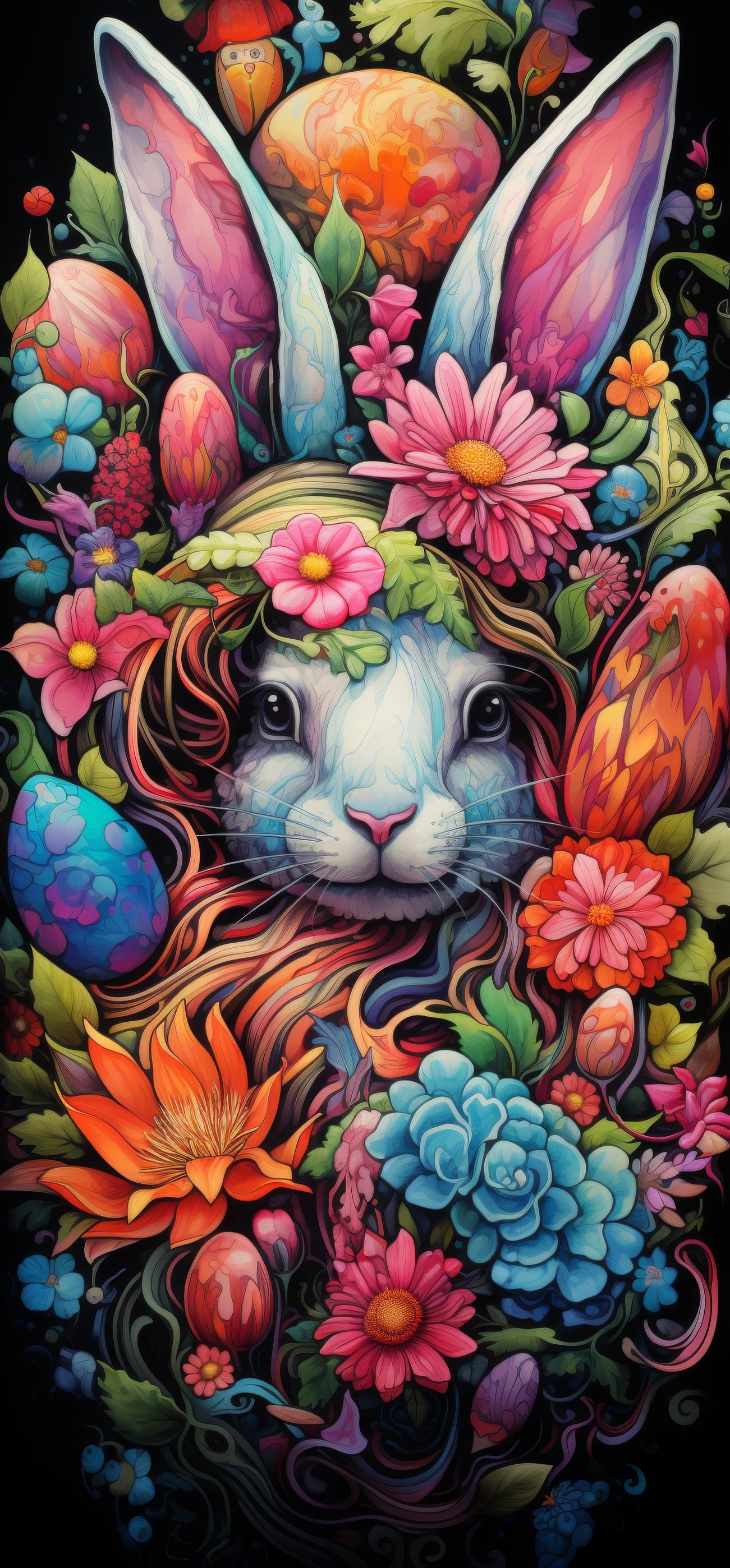 Preview for Easter-bunny-floral-illustration-easter-phone-background-2c597