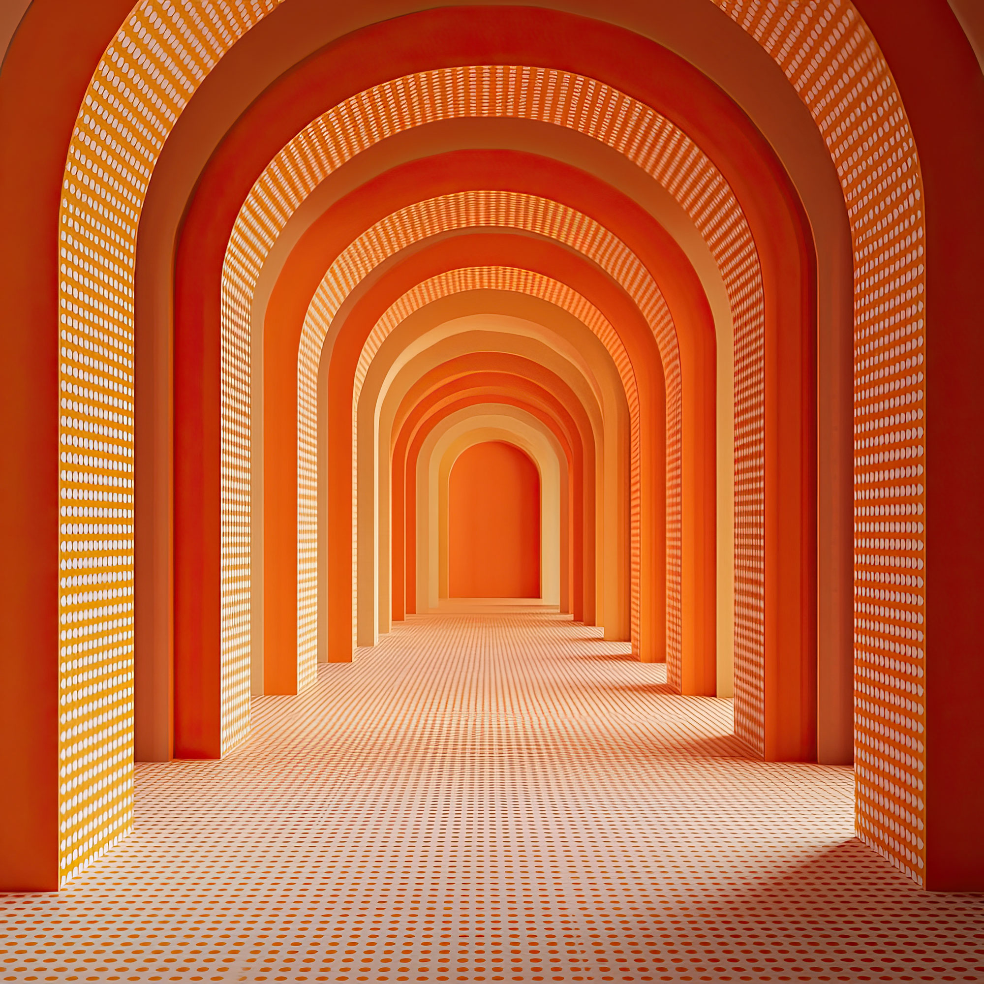 Preview for Vibrant-orange-arches-tunnel-interior-backdrop-background-fd359