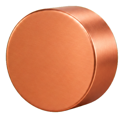 A realistic copper mechanical kitchen timer with a round metallic face