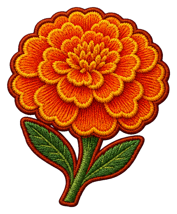 Preview for Orange Marigold Embroidered Patch Sticker