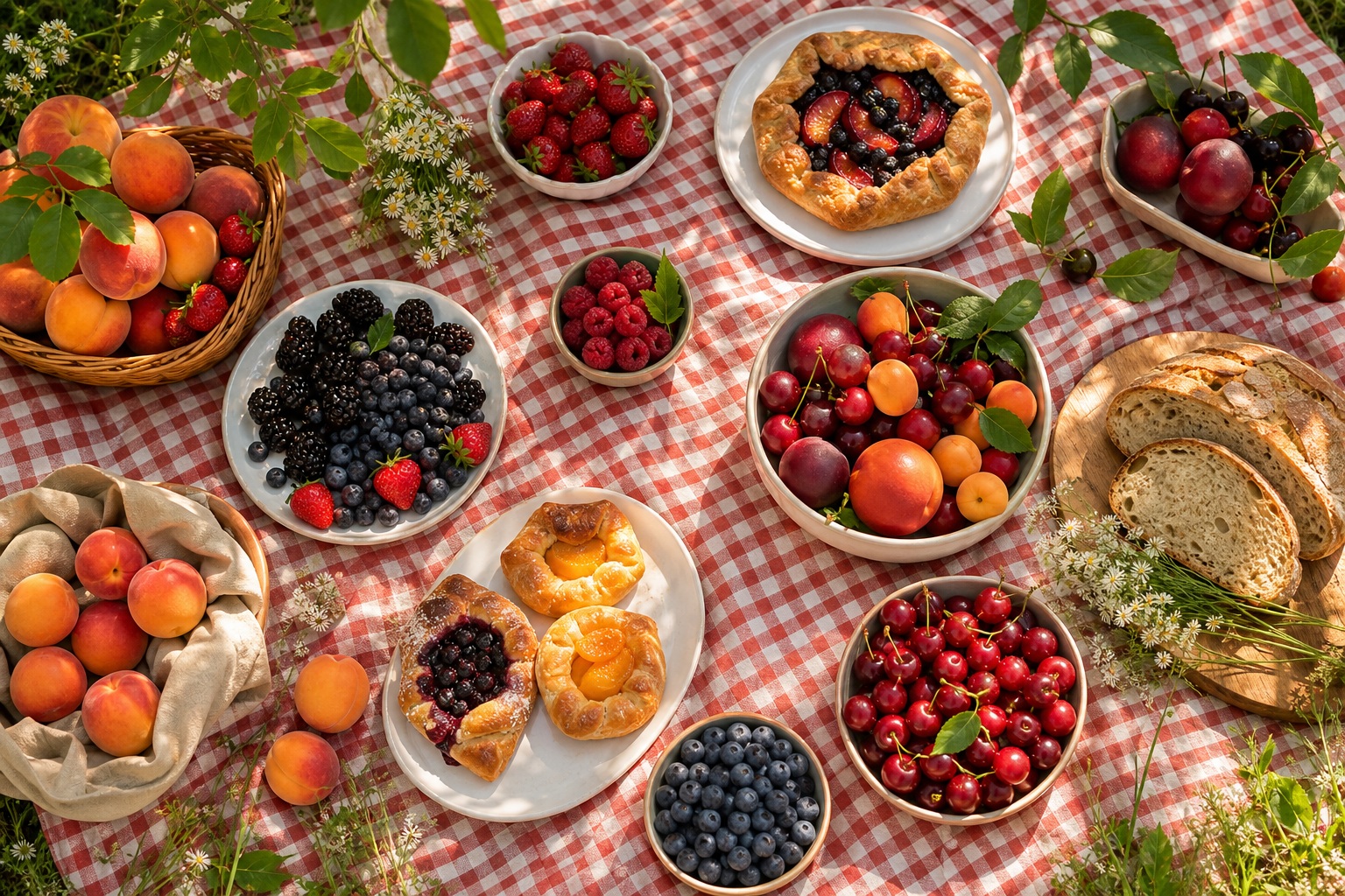 Preview for Sunlit Red Gingham Berry Picnic Background