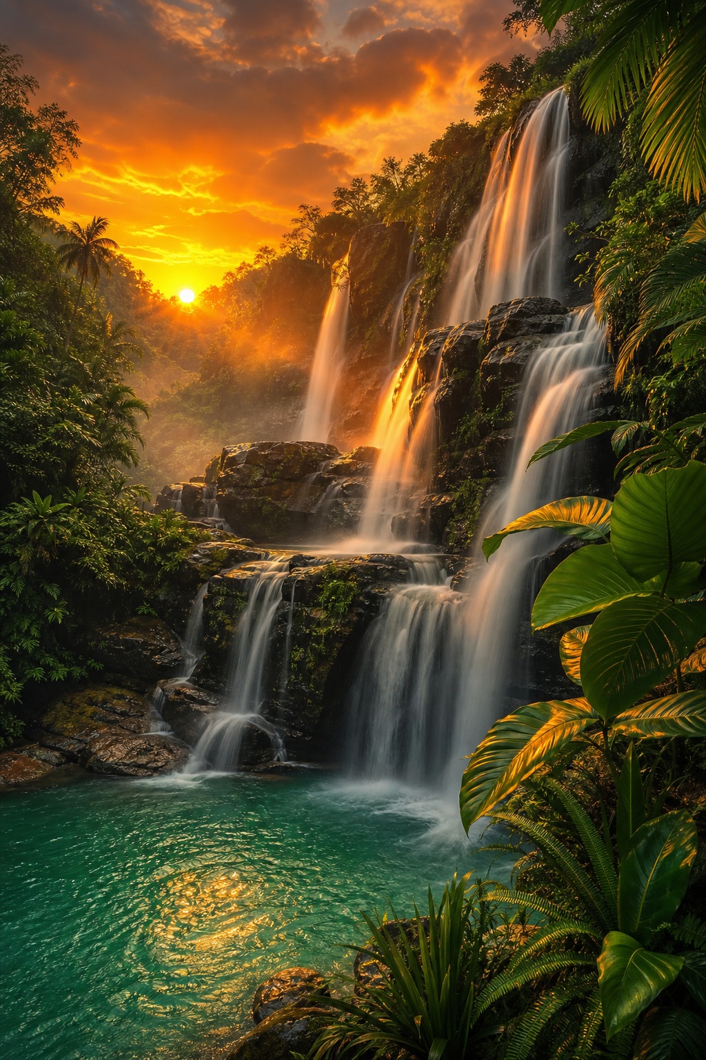 Preview for Sunset Waterfall Background