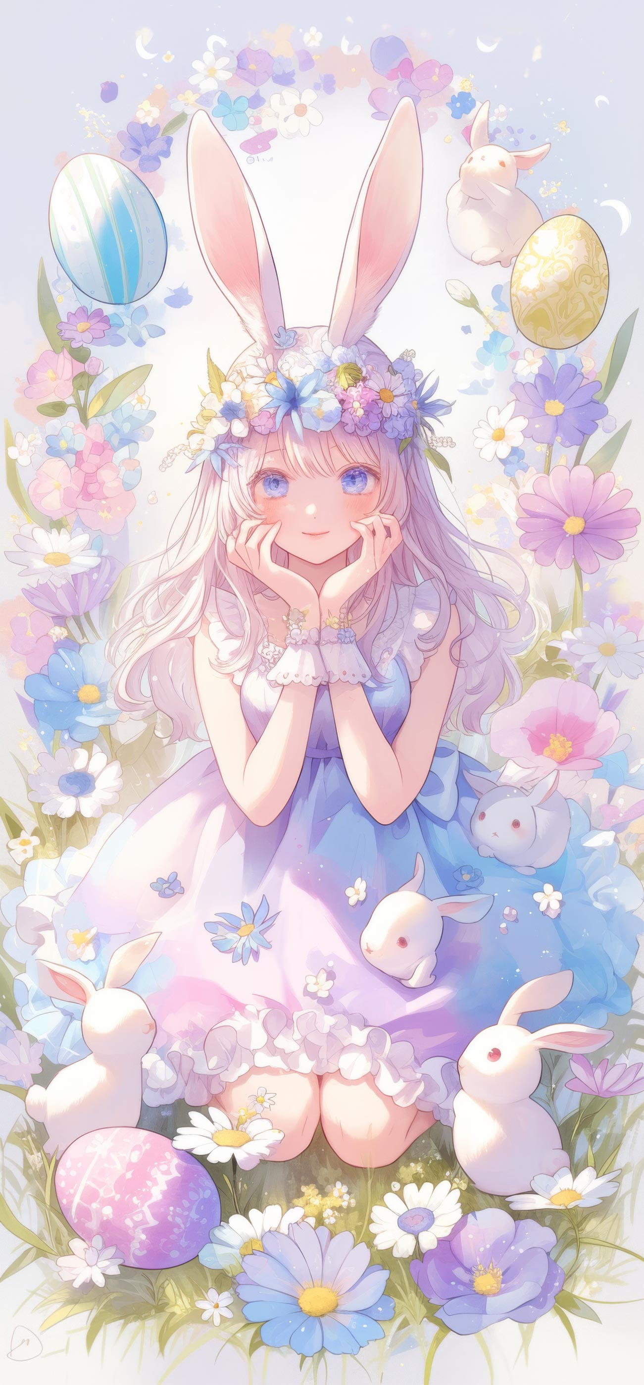 Preview for Easter-bunny-girl-illustration-easter-phone-background-1cfed