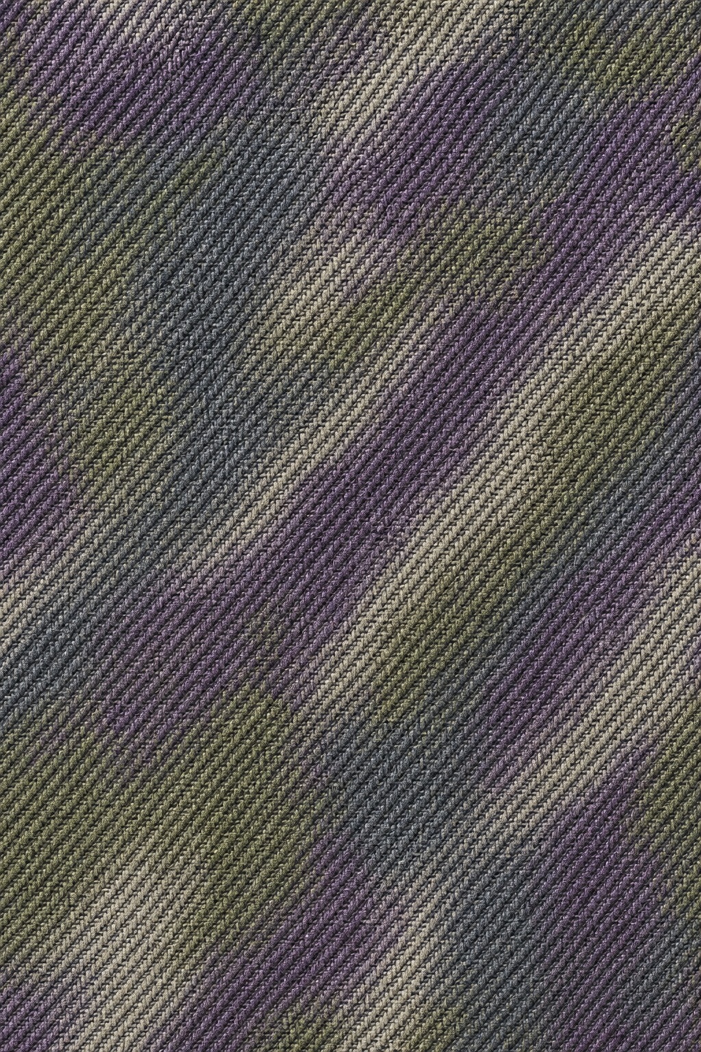 Diagonal woven fabric texture in violet, moss, and muted brown tones