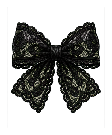Black lace bow with sheer ribbon loops and detailed lace pattern