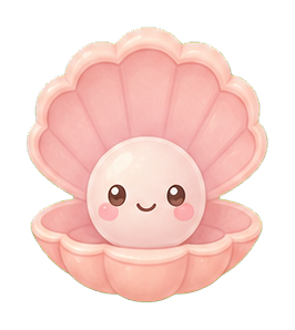 Cute pink frosted cupcake sticker with a smiling face and scalloped shell top
