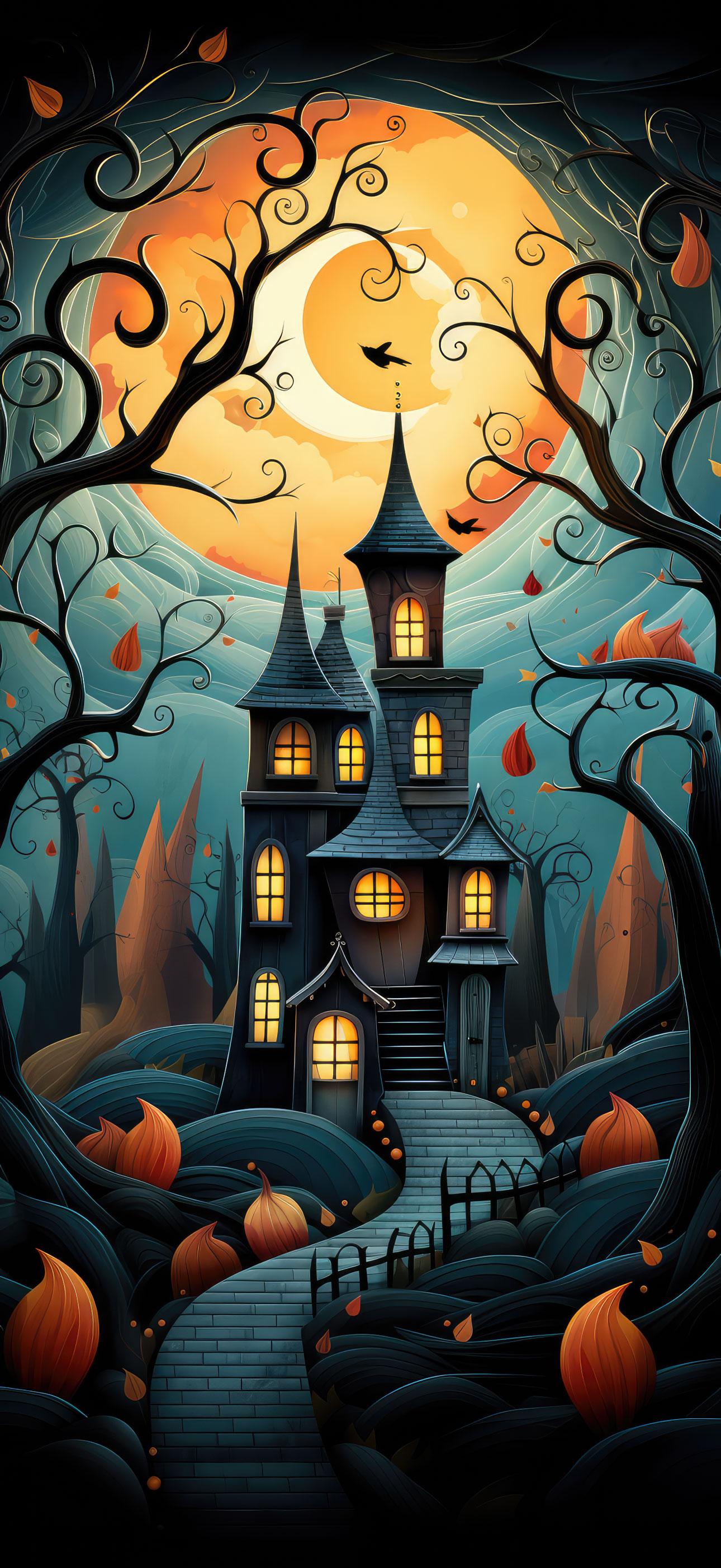 Preview for Halloween-haunted-mansion-illustration-halloween-phone-backgroun-e6497