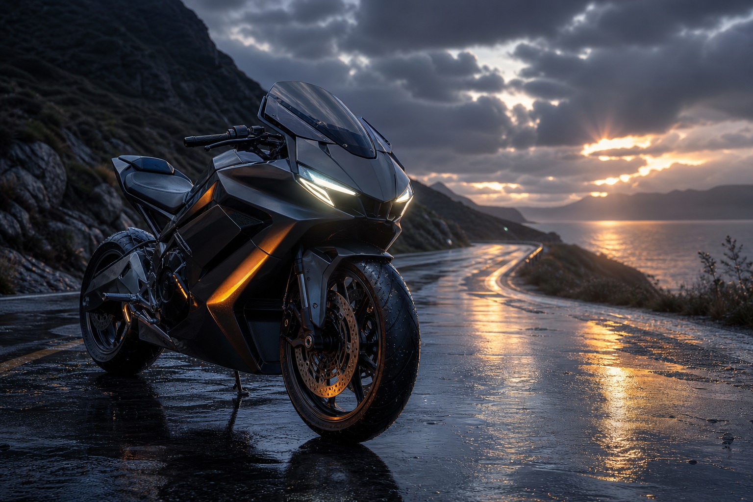 Preview for Motorcycle Rain Glow Stock Background