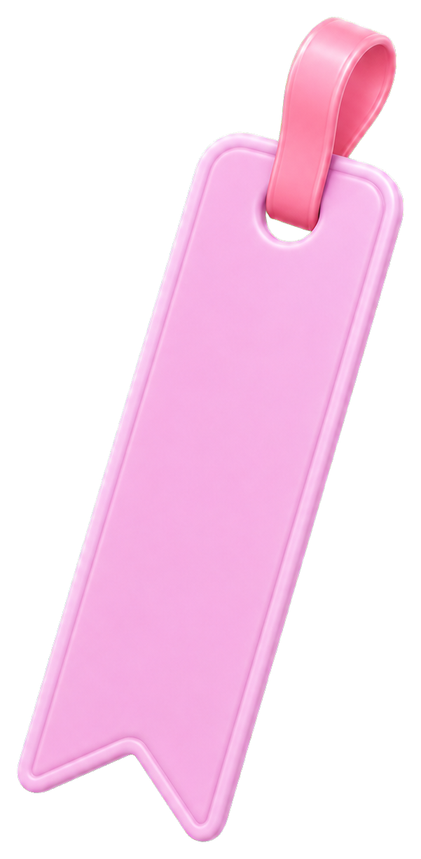 Pink plain bookmark sticker with a looped top tab