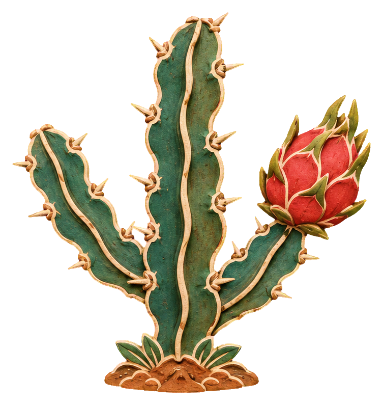 Preview for Sgraffito Desert Plants Dragon Fruit