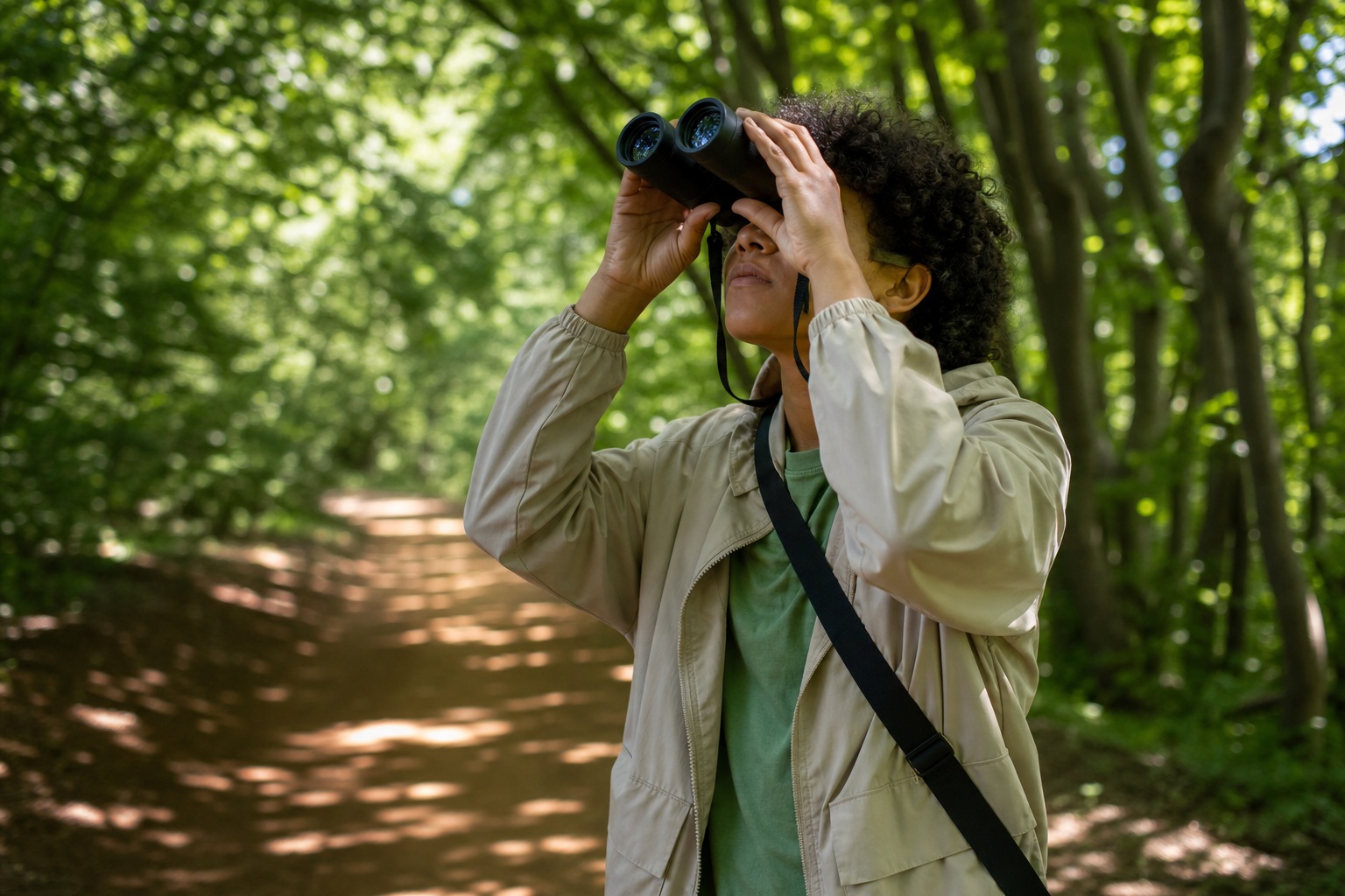 Preview for Birdwatching On A Wooded Trail Background