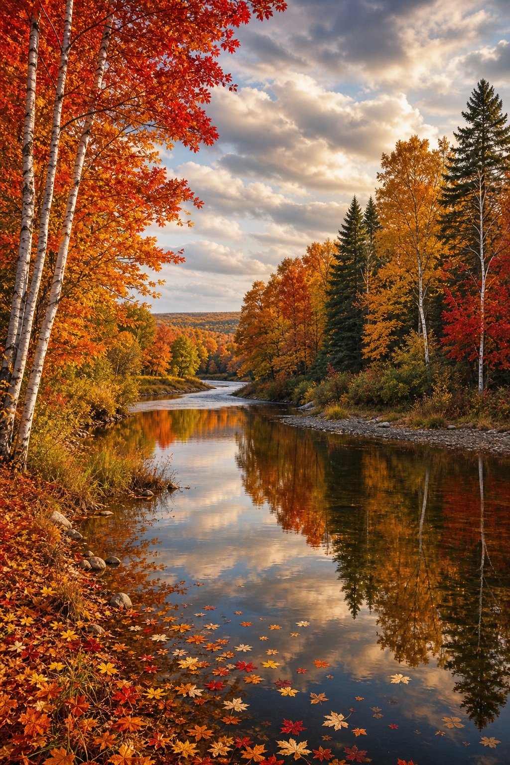 Preview for Autumn River Landscape Stock Background