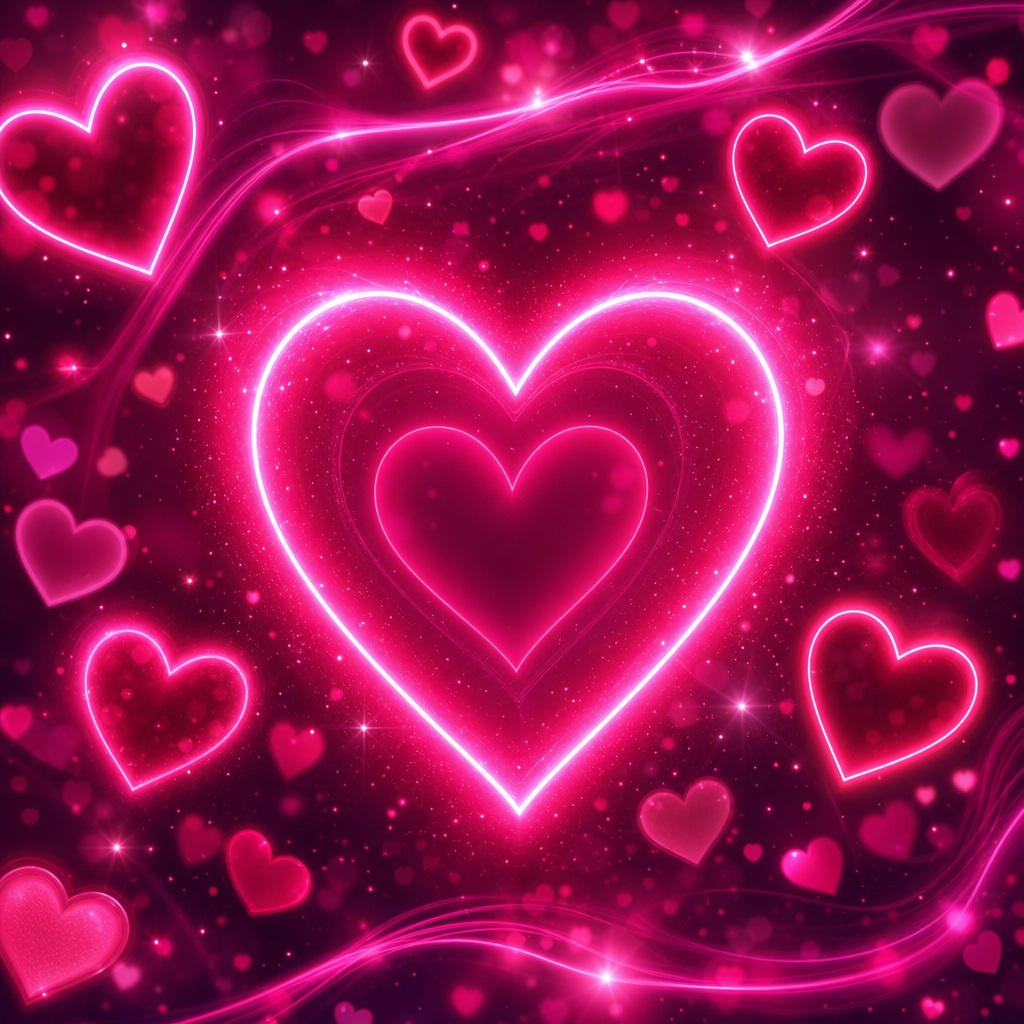 Preview for Neon Love Hearts Background