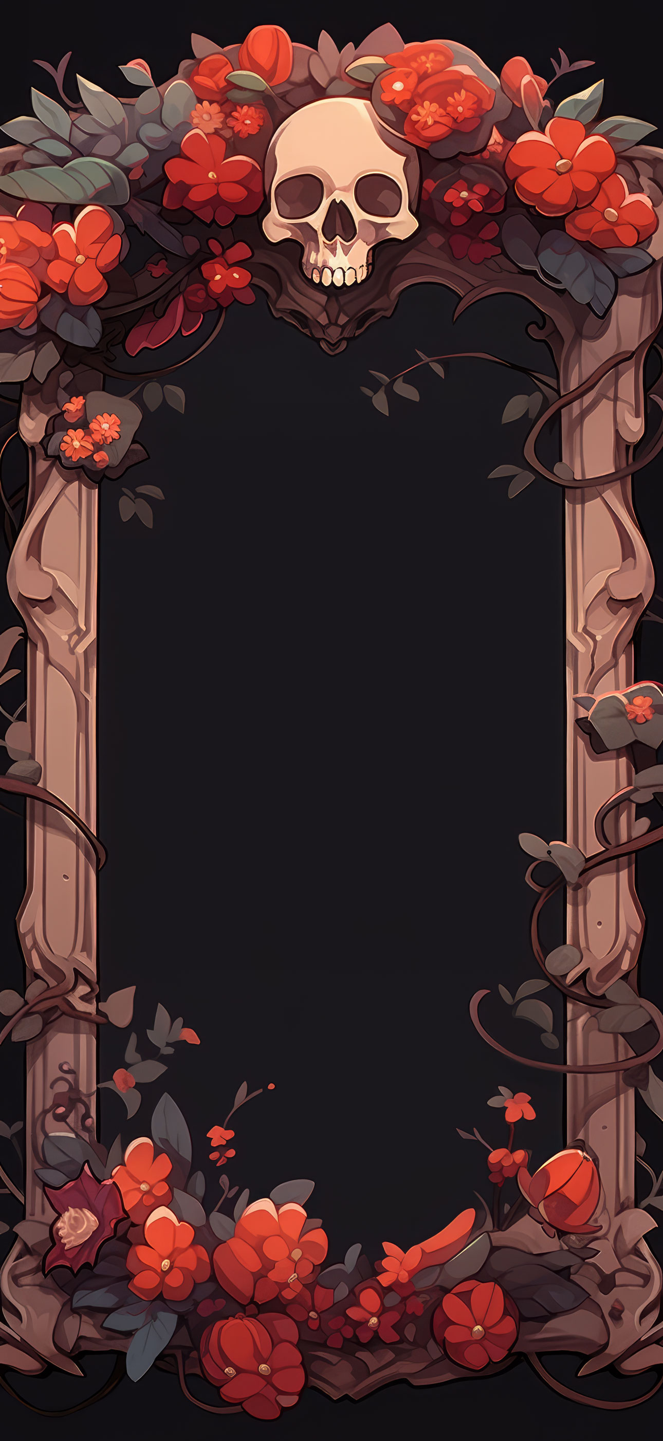 Preview for Floral-skull-frame-design-halloween-phone-background-82a05