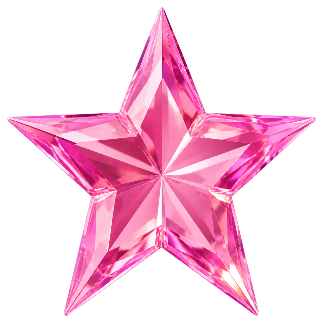 Pink faceted crystal star sticker with glossy gemstone shine