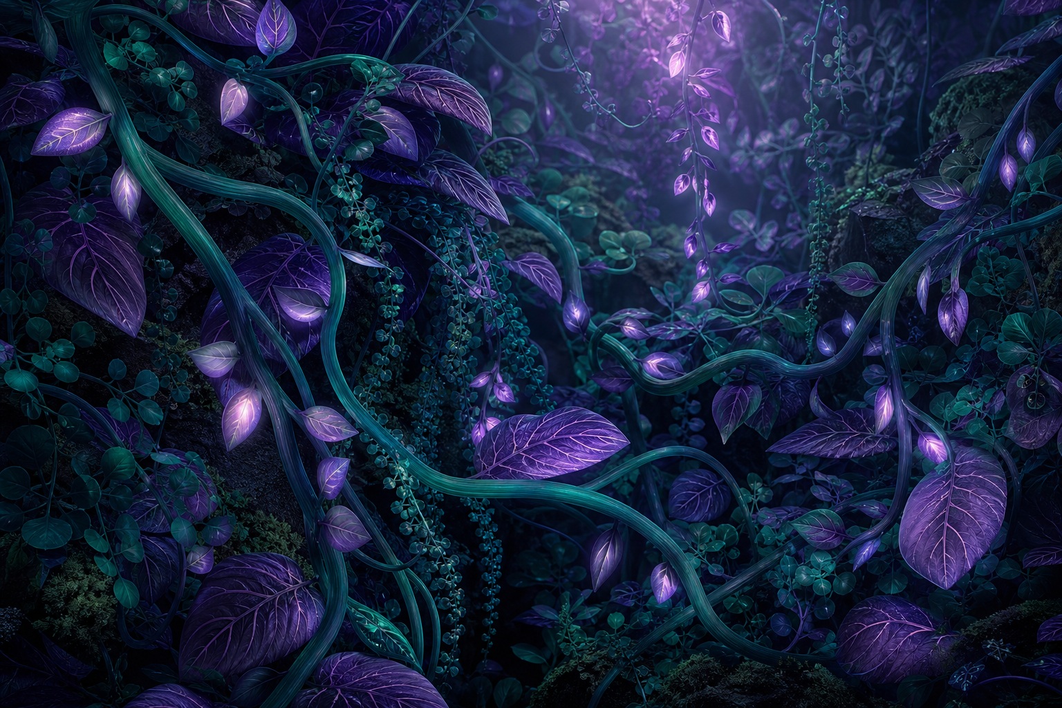 Preview for Violet Jade Luminous Vine Drift Background