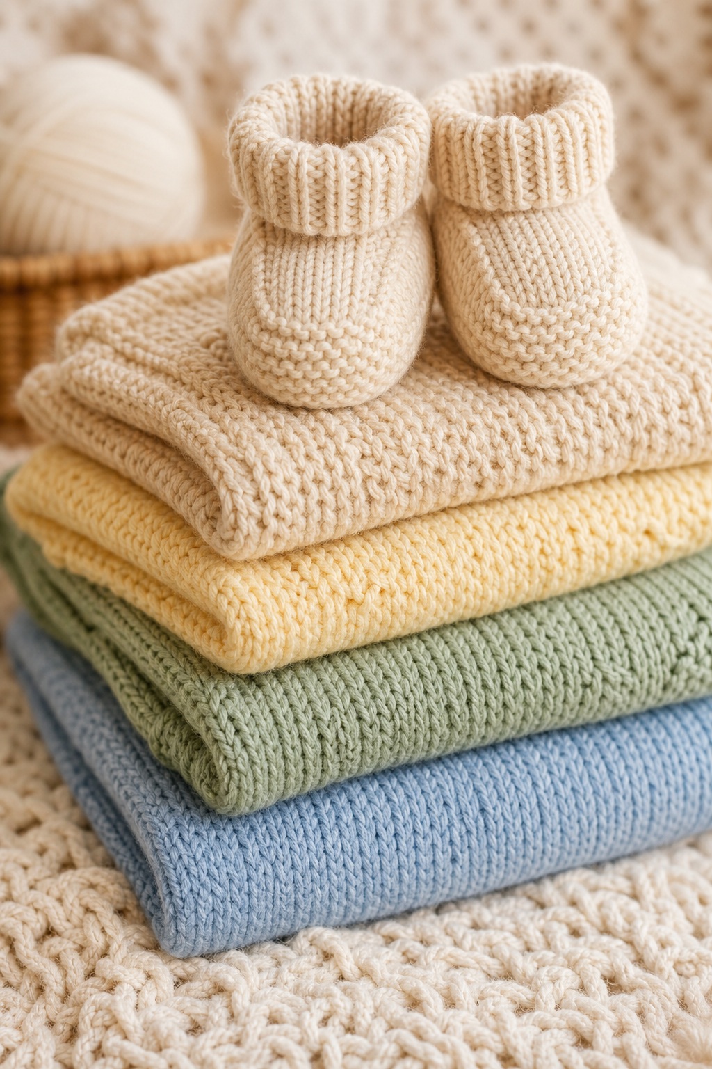 Preview for Knitted Baby Booties Pastel Stock Background