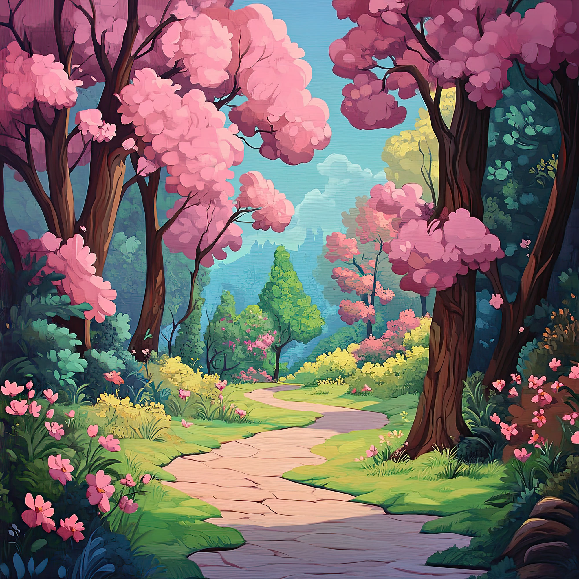 Preview for Serene-cartoon-landscape-nature-backdrop-background-e4655