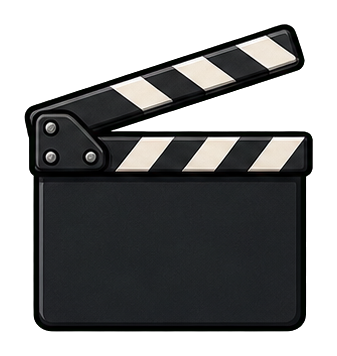 Blank black clapboard with striped hinged top.