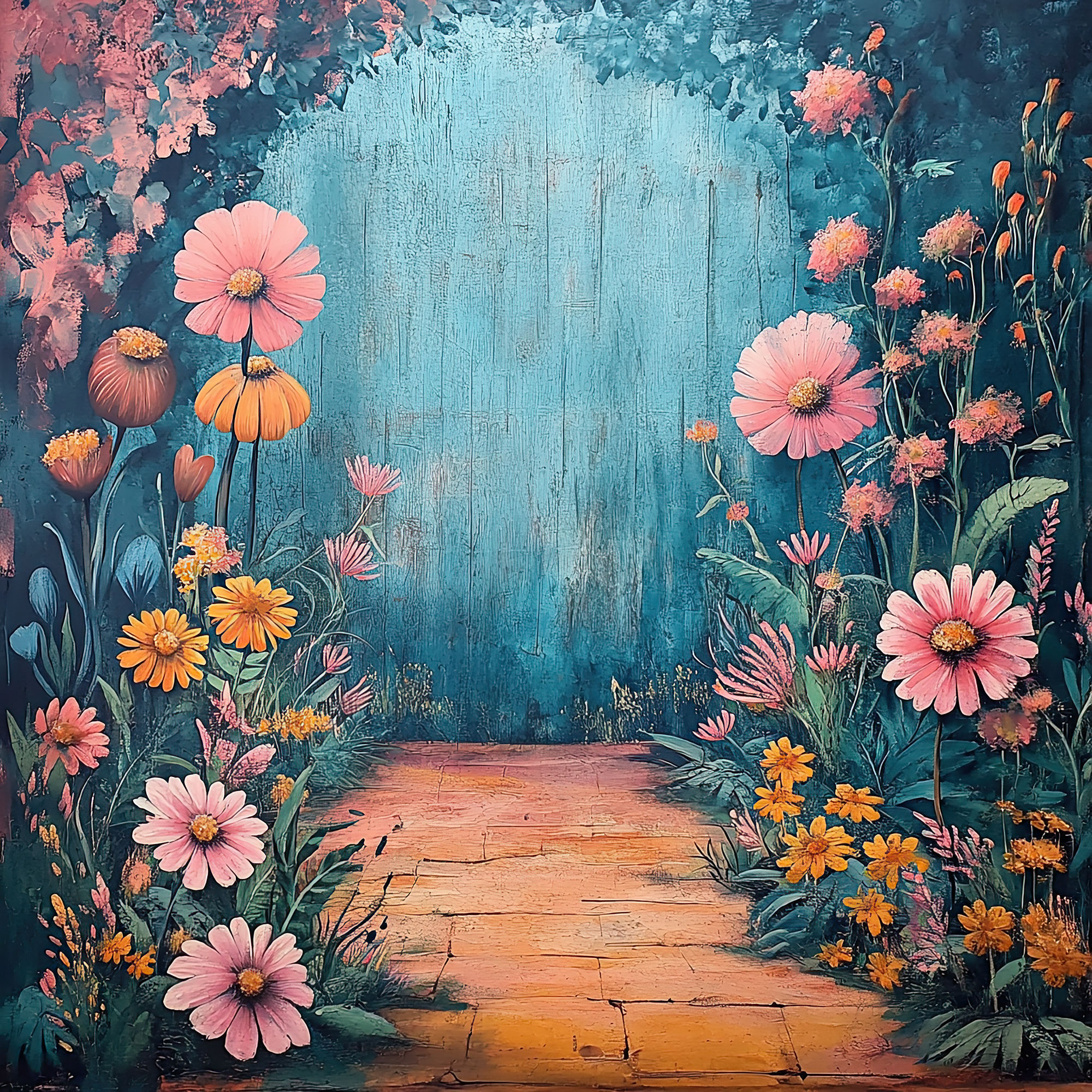 Preview for Floral-pathway-art-nature-backdrop-background-b80b4