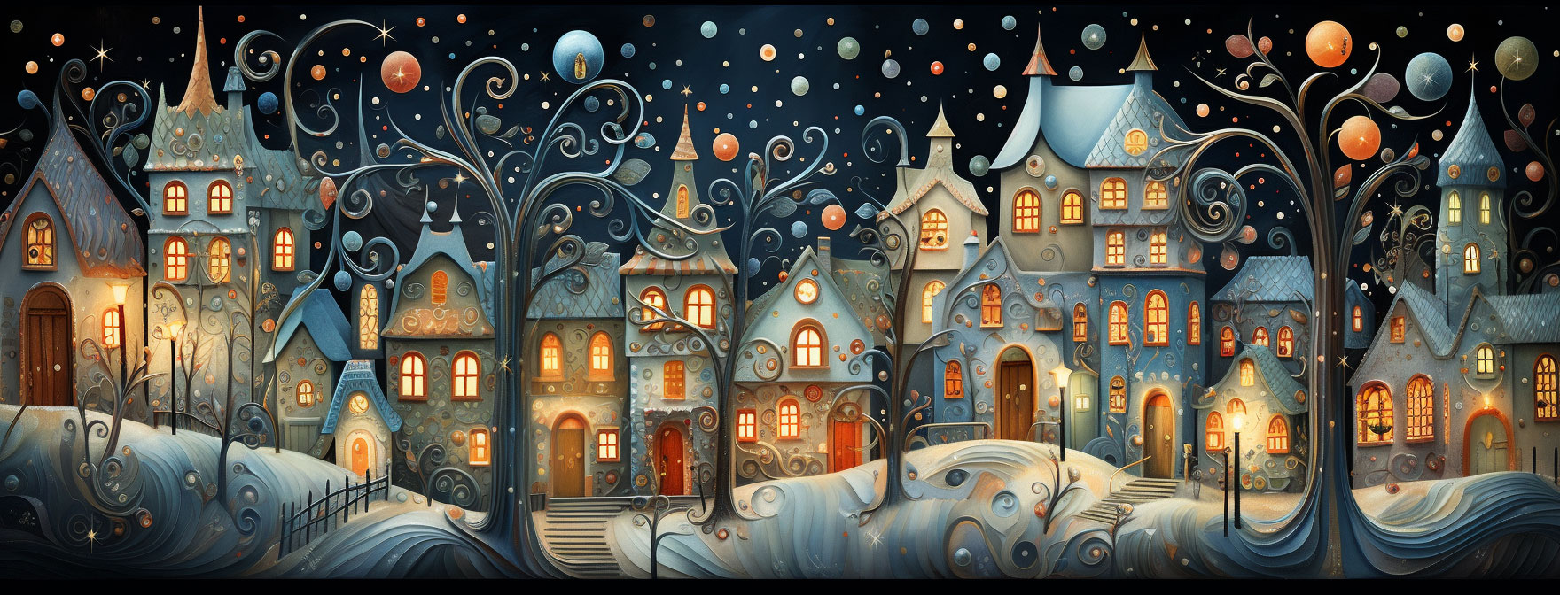 Preview for Winter-village-night-scene-christmas-cover-background-87b1f