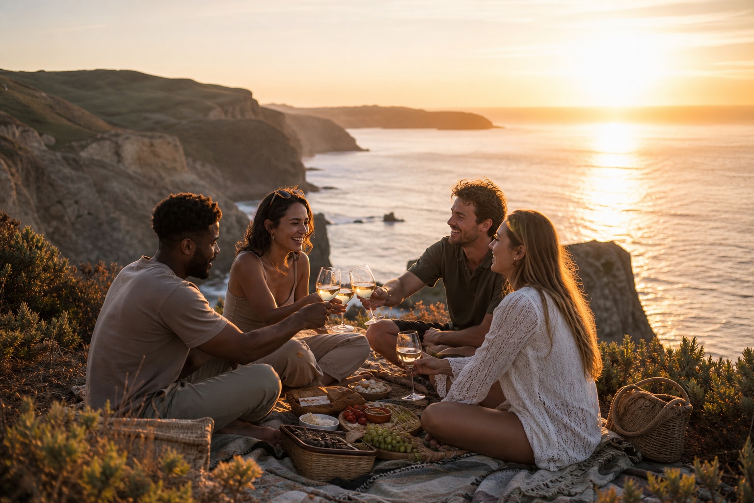 Preview for Cliffside Picnic Sunset Background