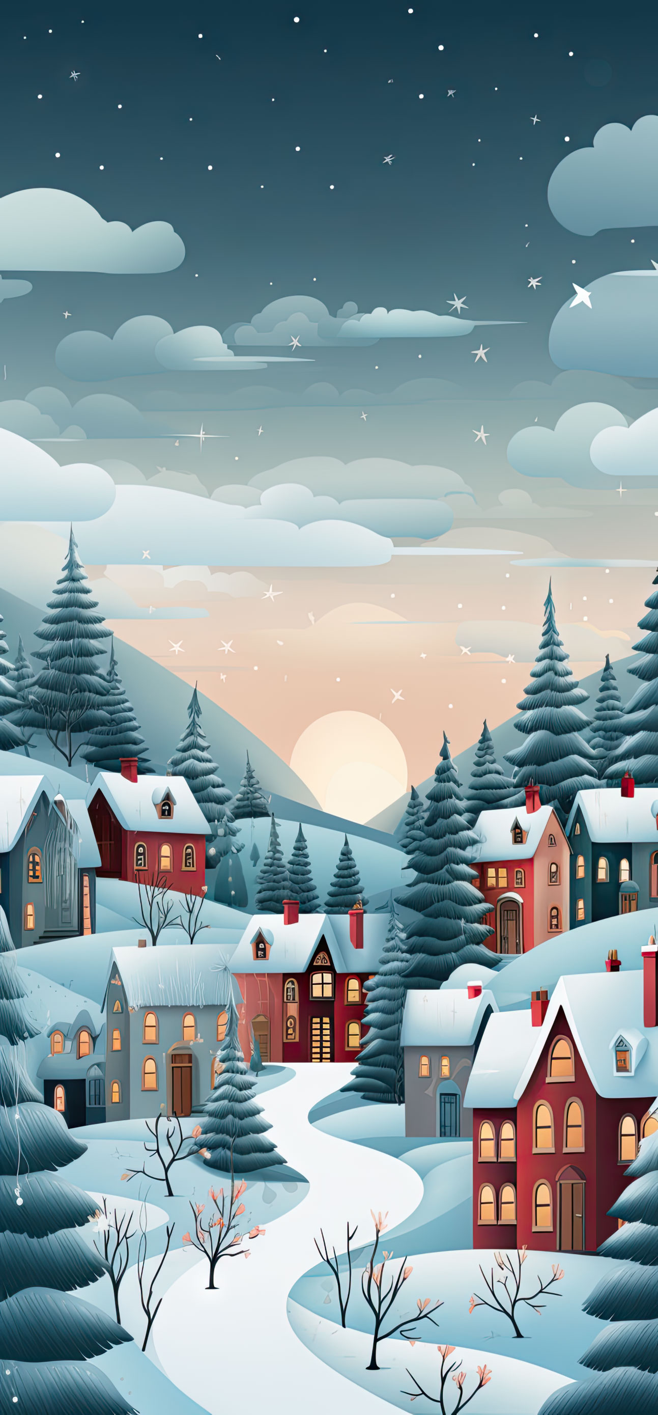 Preview for Winter-village-scene-christmas-phone-background-e9cd8