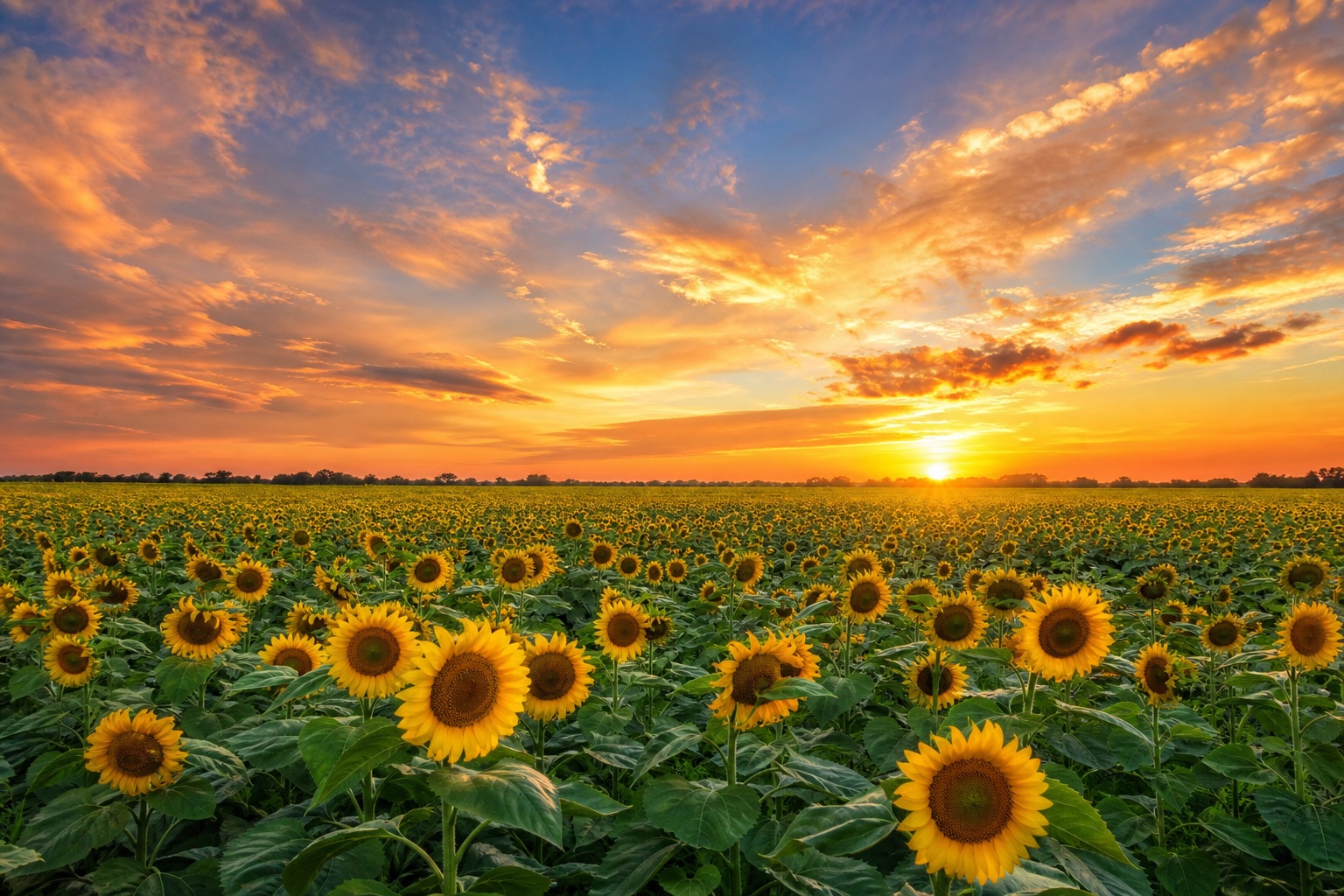Preview for Sunflower Field Sunset Stock Background
