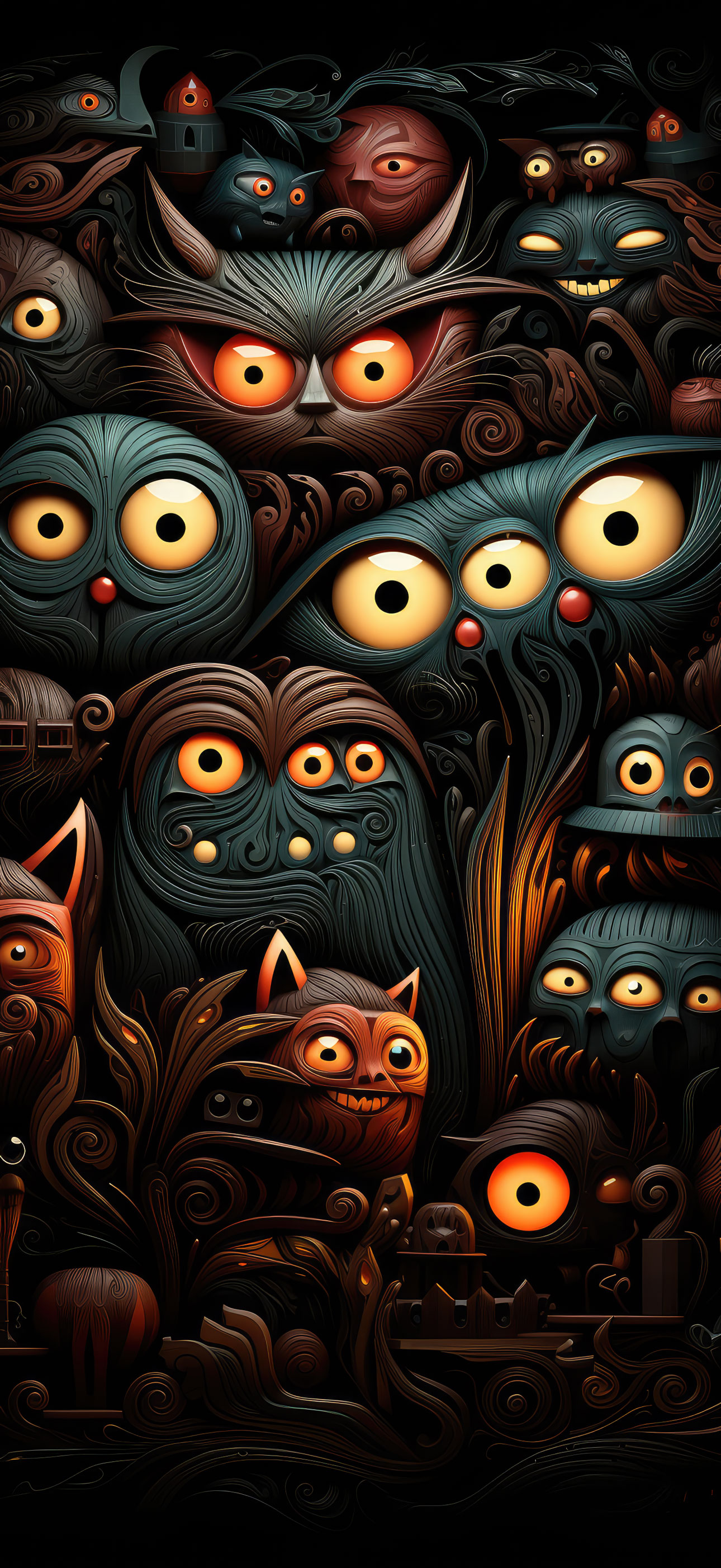 Preview for Fantasy-cat-creatures-dark-art-halloween-phone-background-90b1c