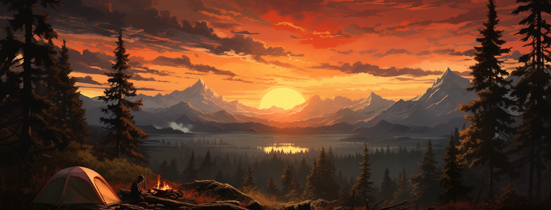 Preview for Vintage Camping Sunset Background