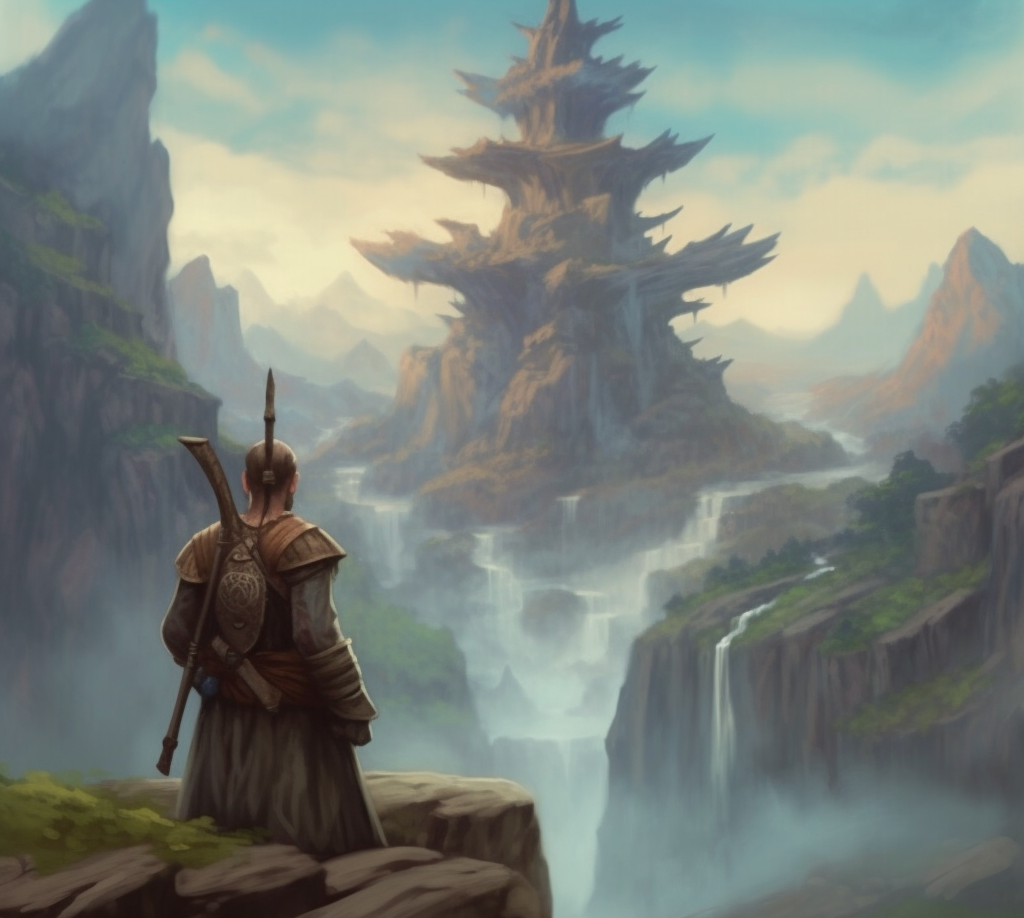 Preview for Samurai-pagoda-misty-mountains-cartoon-meme-background-8415b