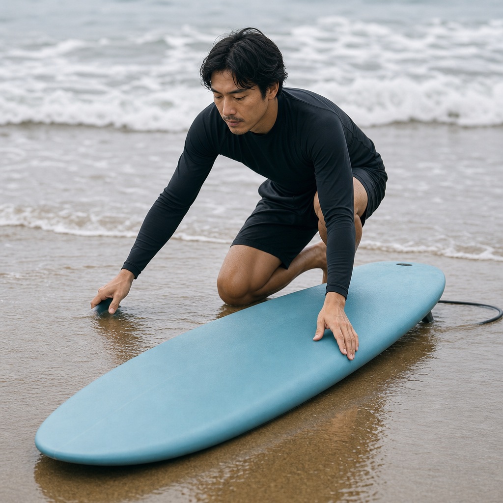 Preview for Surfer With Blue Surfboard Background