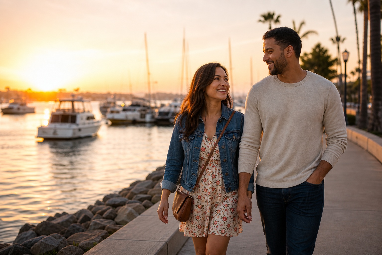 Preview for Sunset Harbor Walk Couple Background